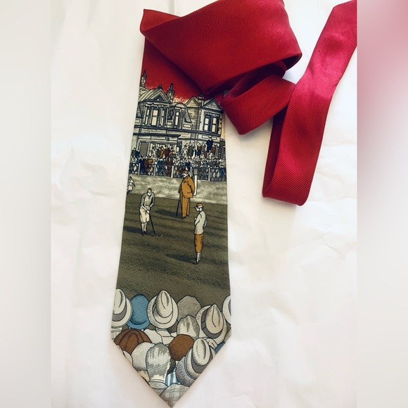 Vintage 90’s polo Ralph Lauren tie rare golf made by hand from pure silk red - Picture 3 of 11